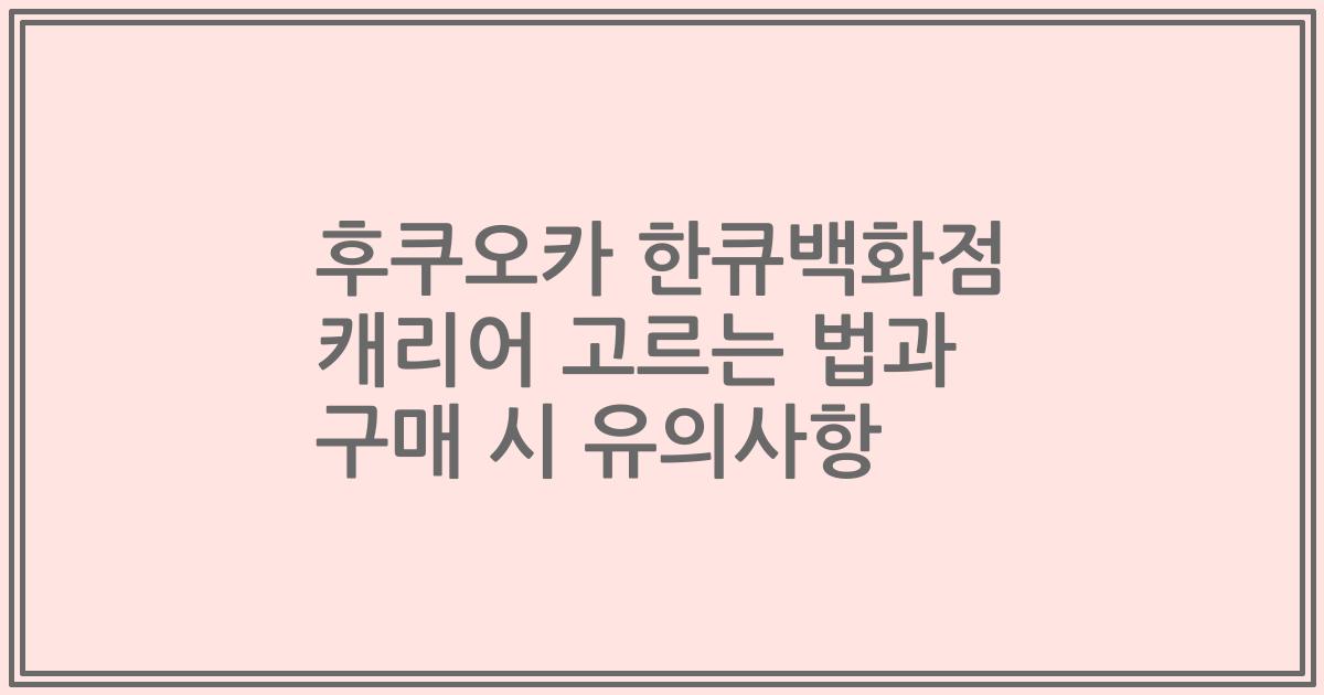 후쿠오카 한큐백화점 캐리어 고르는 법과 구매 시 유의사항